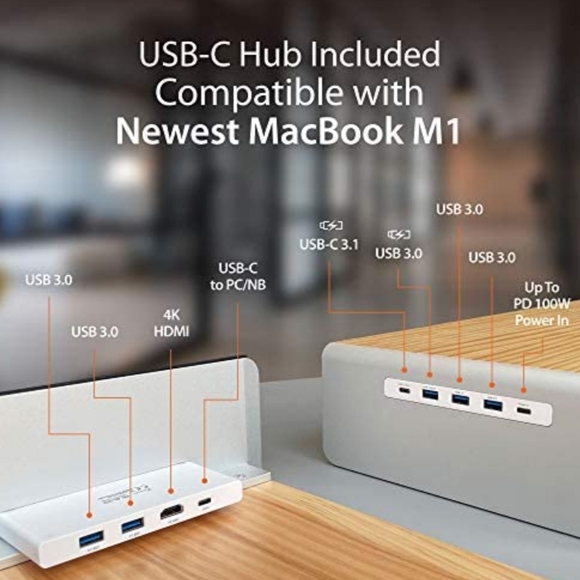 j5create Wooden Monitor Stand with USB Type C / HDMI Docking Station - USB 3.1 C - Picture 3 of 9